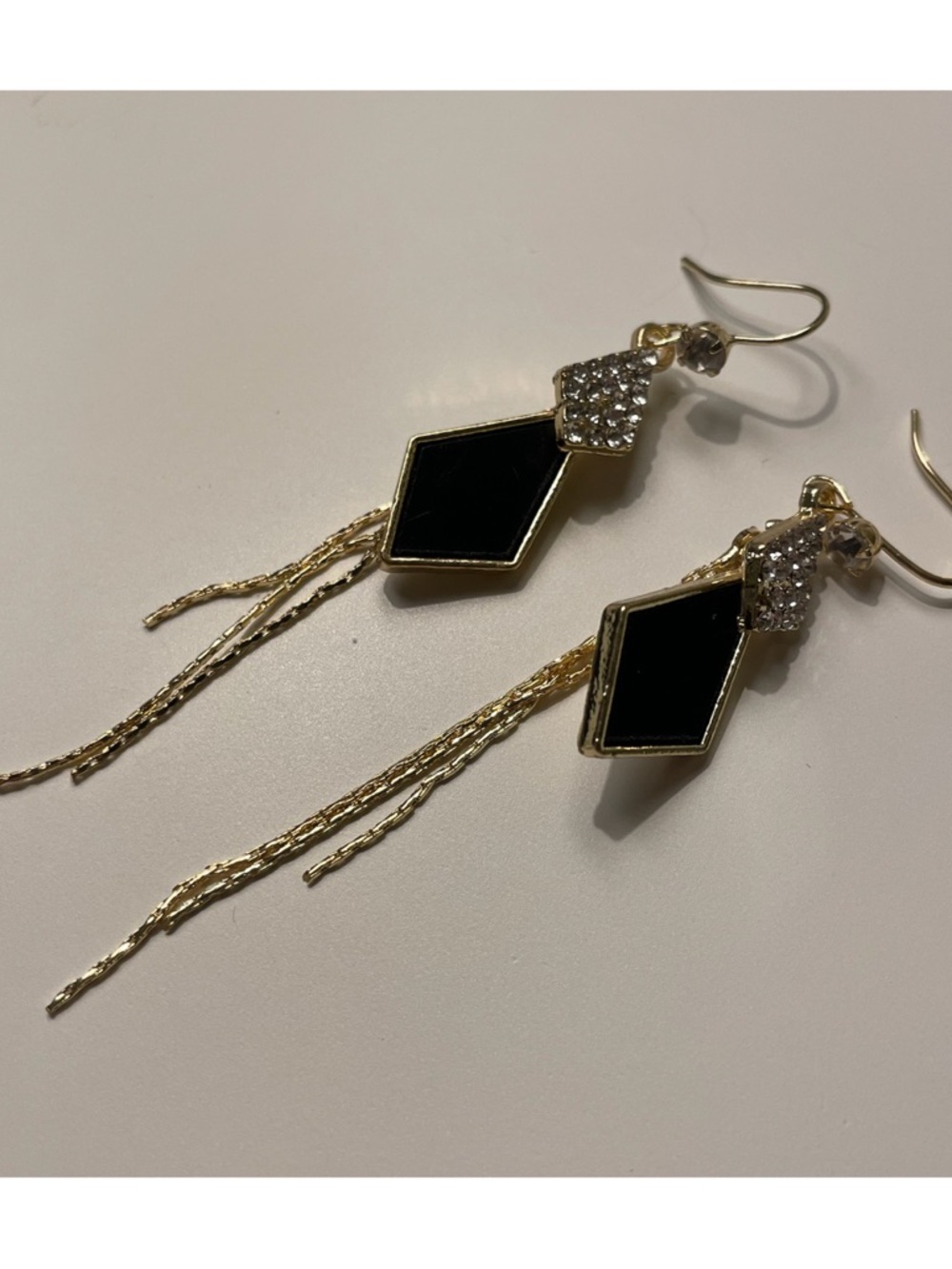 final sale • gold + black diamond drop earrings with accents • NWOT - Picture 2 of 2